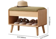 Mini Farmhouse Bench Upholstered Shoe Rack FlipTop StoolGreen for Small Spaces