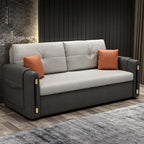 81-inch modern gray convertible full sleeper sofa bed with storage leathaire upholstery