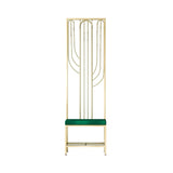Hall Tree with Bench Shoe Storage Upholstered Clothing Rack in Gold
