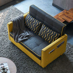 55.1" Modern 2 Seat Convertible Sofa Bed with Full Sleeper Function, Cotton & Linen Upholstery, Stylish Design