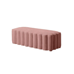 Chic pink velvet bench perfect for end of bed as an elegant addition