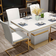 Contemporary Upholstered Dining Chairs with Gold Metal Legs Set of 2