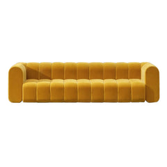 Plush 3 seater velvet upholstered sofa with solid wood frame for a touch of elegance