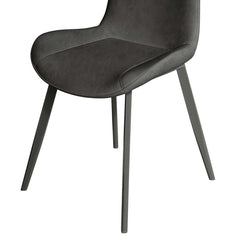 Set of 2 Modern Gray Upholstered Dining Chairs in PU Leather for Contemporary and Refined Dining Style