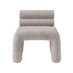 Beige Velvet Accent Chair Upholstery Horizontal Channeled for Living Room - Comfortable and chic lounge chair option