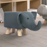 Elephant Ottoman Leathaire Upholstered Solid Wood Stool