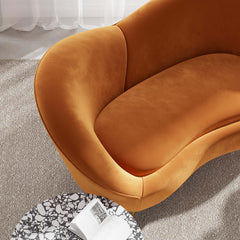 Chic 92.9-inch Modern Orange Velvet Upholstered Large 3Seater Curved Sofa with Sleek Design