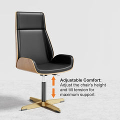 Black modern wooden executive writing desk and chair set for home office, 71 inches