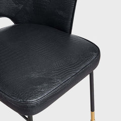 Sophisticated black faux leather upholstered dining chair set of 2 with high back and durable metal legs