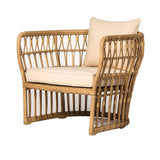 Tropical Style Natural Color Rattan Lounge Chair with Cushion Pillow