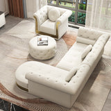 Dodiy Modern LShaped White Corner Sectional Sofa 6Seater with Ottoman & Pillows