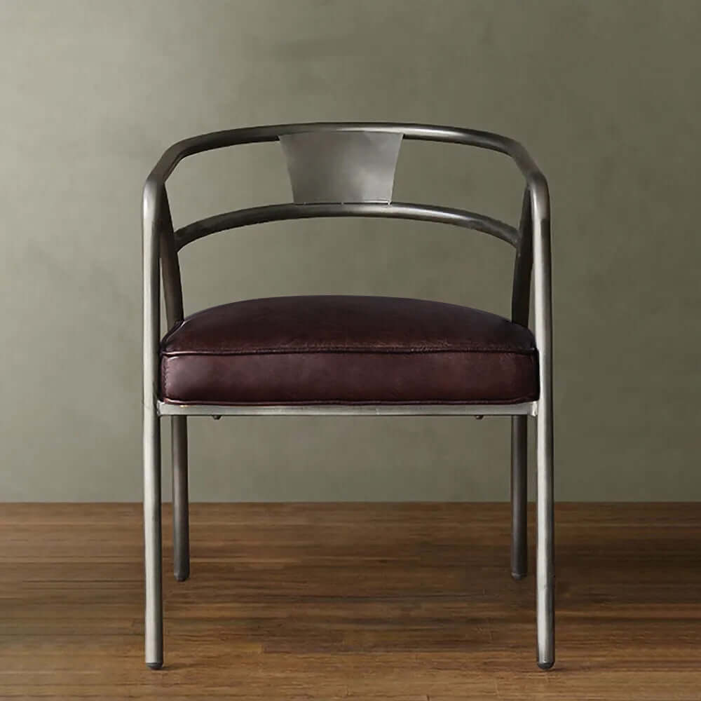 Industrieller Grauer und Brauner Esszimmerstuhl Polsterter Geschwungener Rücken Stühle Set von 2 Zweitbild