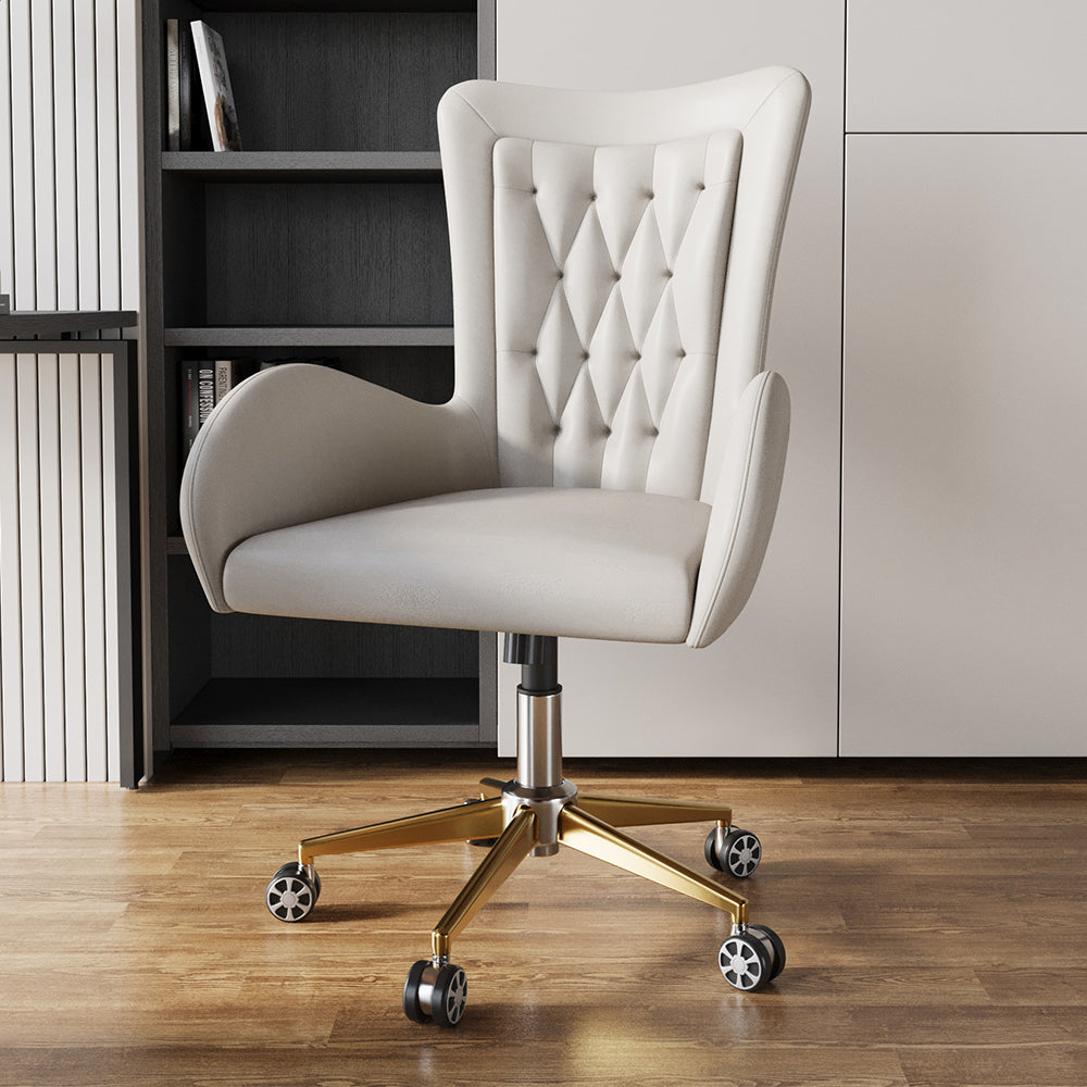 Oaki Chaise de Bureau Moderne en Cuir Blanc Chaise de Bureau