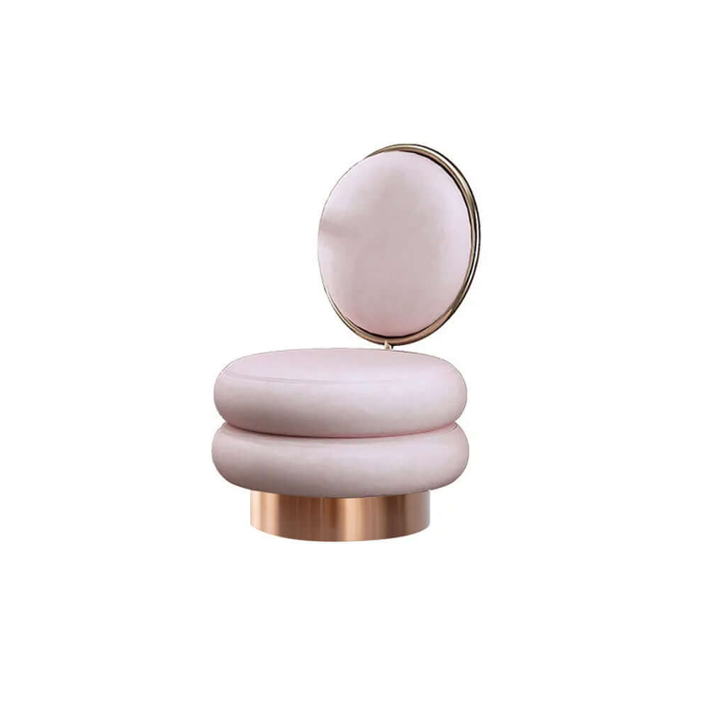 Pink Velvet Vanity Stool With Back Round Tufted Accent Chair Rose Gold - Cocochairs cocochairs Pink Velvet Vanity Stool With Back Round Tufted Accent Chair Rose Gold - Cocochairs cocochairs