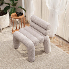 Beige Velvet Accent Chair Upholstery Horizontal Channeled for Living Room - Stylish and versatile furniture piece