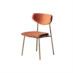 2-Piece Modern Orange Upholstered Dining Chair Armless with Gold Tone Metal Legs