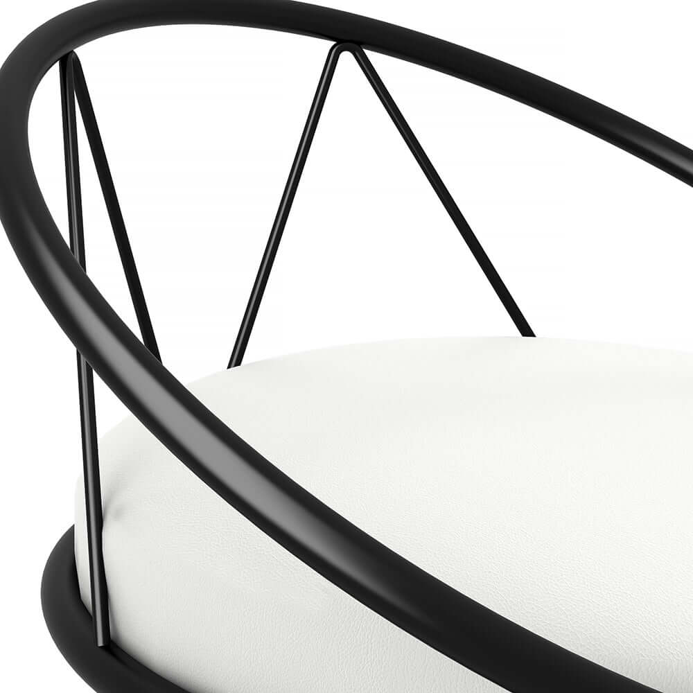 Set of 2 Modern Upholstered Bar Stools in Black with Adjustable Height and Swivel Feature