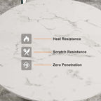 Designer 7-piece dining set with stylish sintered stone top table and 6 chairs in white & gray