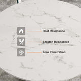 7 Piece Dining Room Sets 53" Sintered Stone Top Round Dining Table White&Gray 6 Chairs