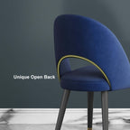 Stylish and modern blue velvet dining chair with a curved back, set of 2 for elegant dining