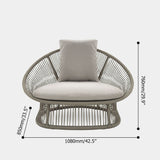 Patio Rattan Barrel Chair with White Cushion Pillow