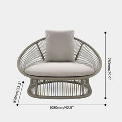 Stylish Patio Rattan Barrel Chair with White Cushion Pillow for Outdoor Seating