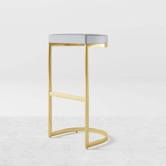 Sophisticated gray PU leather bar stool with dazzling gold frame for home