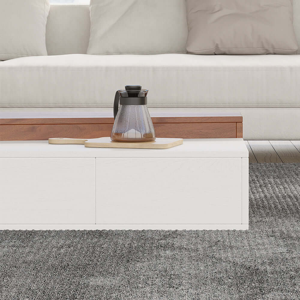 Chic low block coffee table set with dual drawers for stylish living spaces