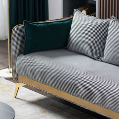 Chic 78.7 inch houndstooth upholstered sofa offers comfortable and stylish seating in green velvet