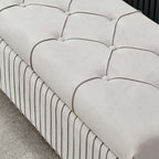 Trendy flip top storage bench in elegant gray velvet with gold legs