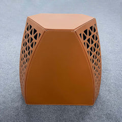 Stylish saddle leather footstool in modern hexagon design for living room furniture