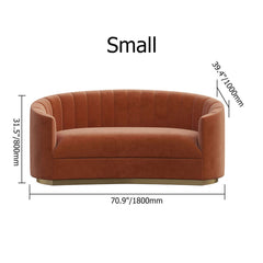 88.6-inch modern velvet couch curved sofa in orange with stainless steel base