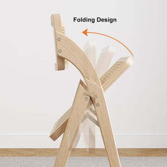 Folding dining chair with Japandi natural design crafted from solid wood and rattan