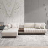 126" LShaped Blue Modular Sectional Sofa Chaise with Ottoman for Living Room
