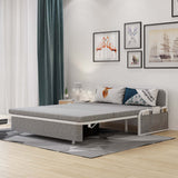72" Modern Deep Gray Cotton Linen Upholstered Convertible Sofa Bed with Storage