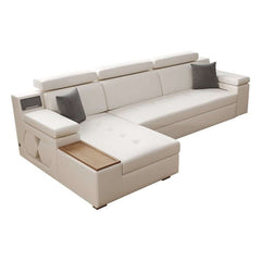 Modern sleeper sectional sofa with storage and adjustable headrest