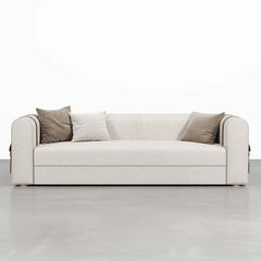 Modern white boucle sofa bed with storage function, 87 inches long