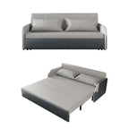 Leathaire upholstered 77 inch sleeper sofa with convertible storage in stylish gray finish