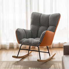 Chic tufted rocking chair with LeathAire and cotton & linen upholstery, a stylish addition to your home