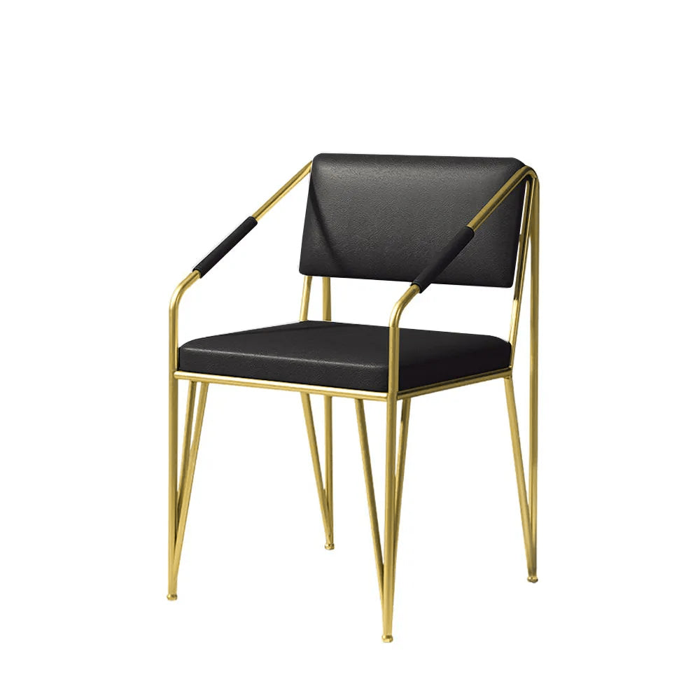 Modern PU Leather Upholstered Leisure Gold Metal Legs Guest Chair Vanity Chair