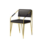 Modern PU Leather Upholstered Gold Metal Legs Vanity Chair for Guest Room