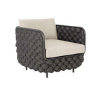 Elegant 4Pcs Aluminum & Rope Outdoor Sofa Set with Faux Marble Coffee Table and Cozy Cushion Pillow for Outdoor Relaxation