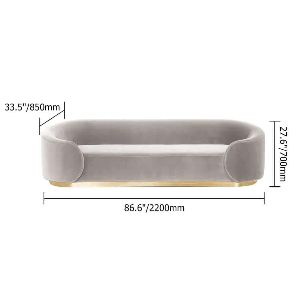 Pink velvet upholstery 3-seater sofa with bonus pillows