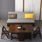 Convertible sofa bed with foldable dining table and chairs designed for 85 inch space