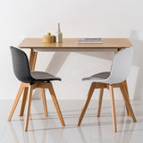 Modern Dining Chair High Back Cotton & Linen Upholstered Dining Chair Beech Legs