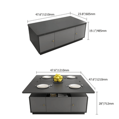 Modern gray TV stand and coffee table set with extendable feature