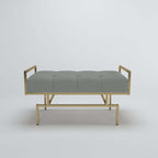 31.5'' gray faux leather upholstered bench with exquisite gold metal legs