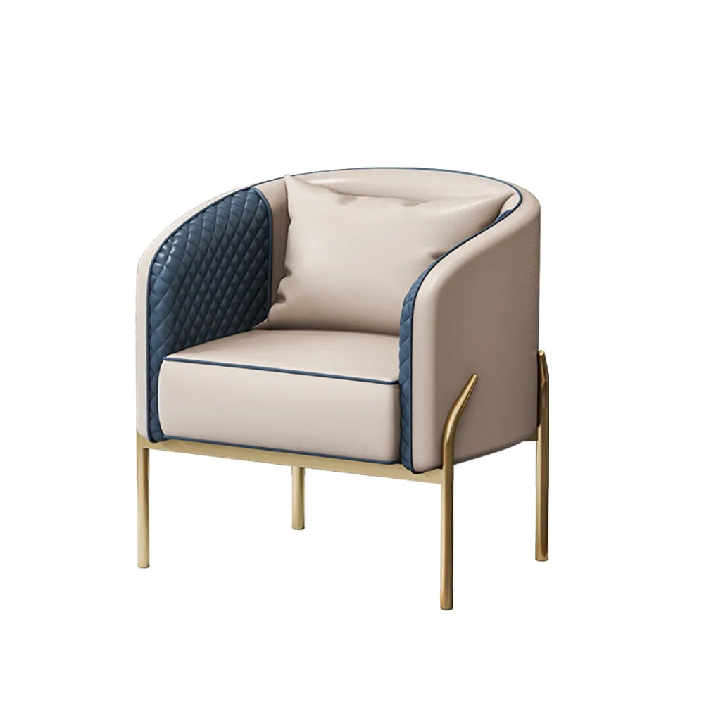 Modern Accent Chair Tufted Upholstered PU Leather Accent Chair in Gold