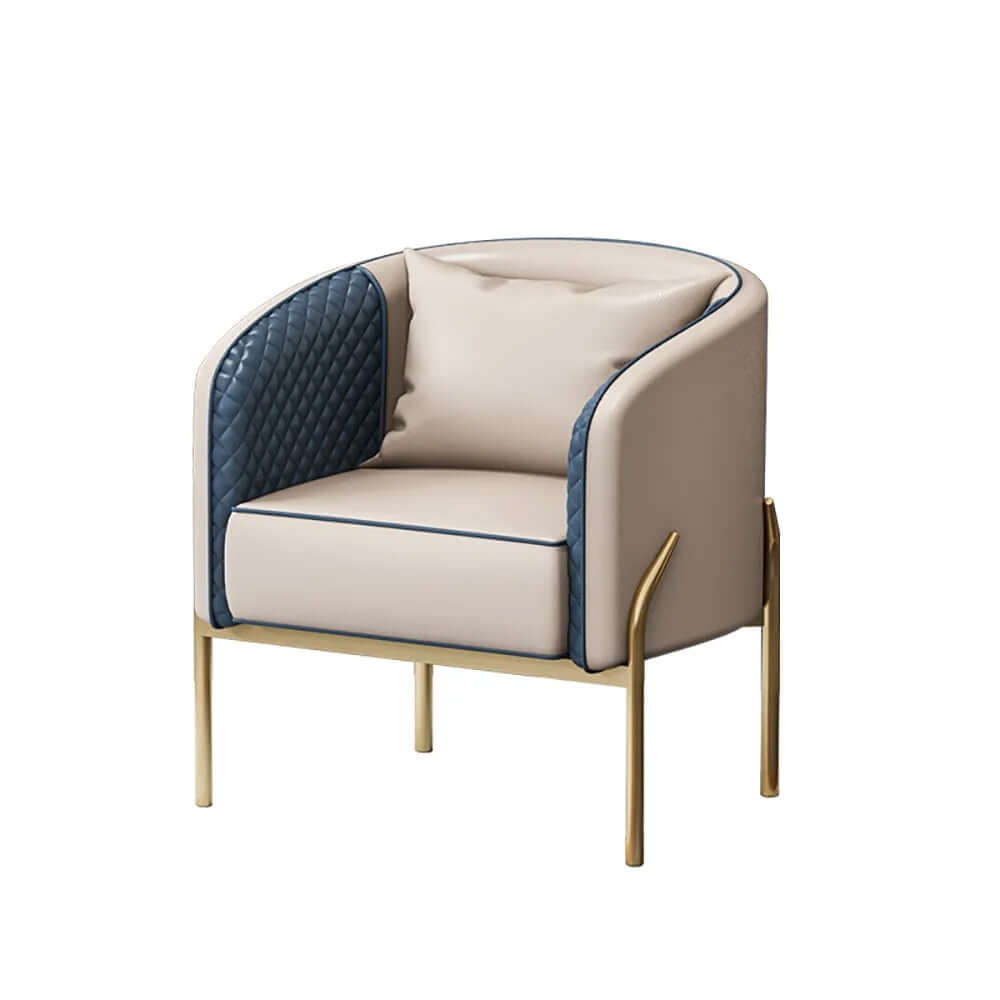 Sleek modern accent chair in gold with tufted PU leather