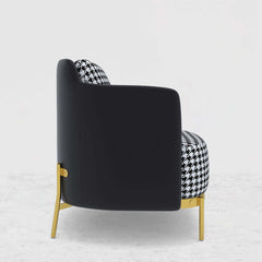 Chic modern chair in black and gray with stylish linen upholstery